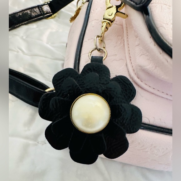 Betsey Johnson Light Pink Backpack with Black Bow Charm - Picture 5 of 10